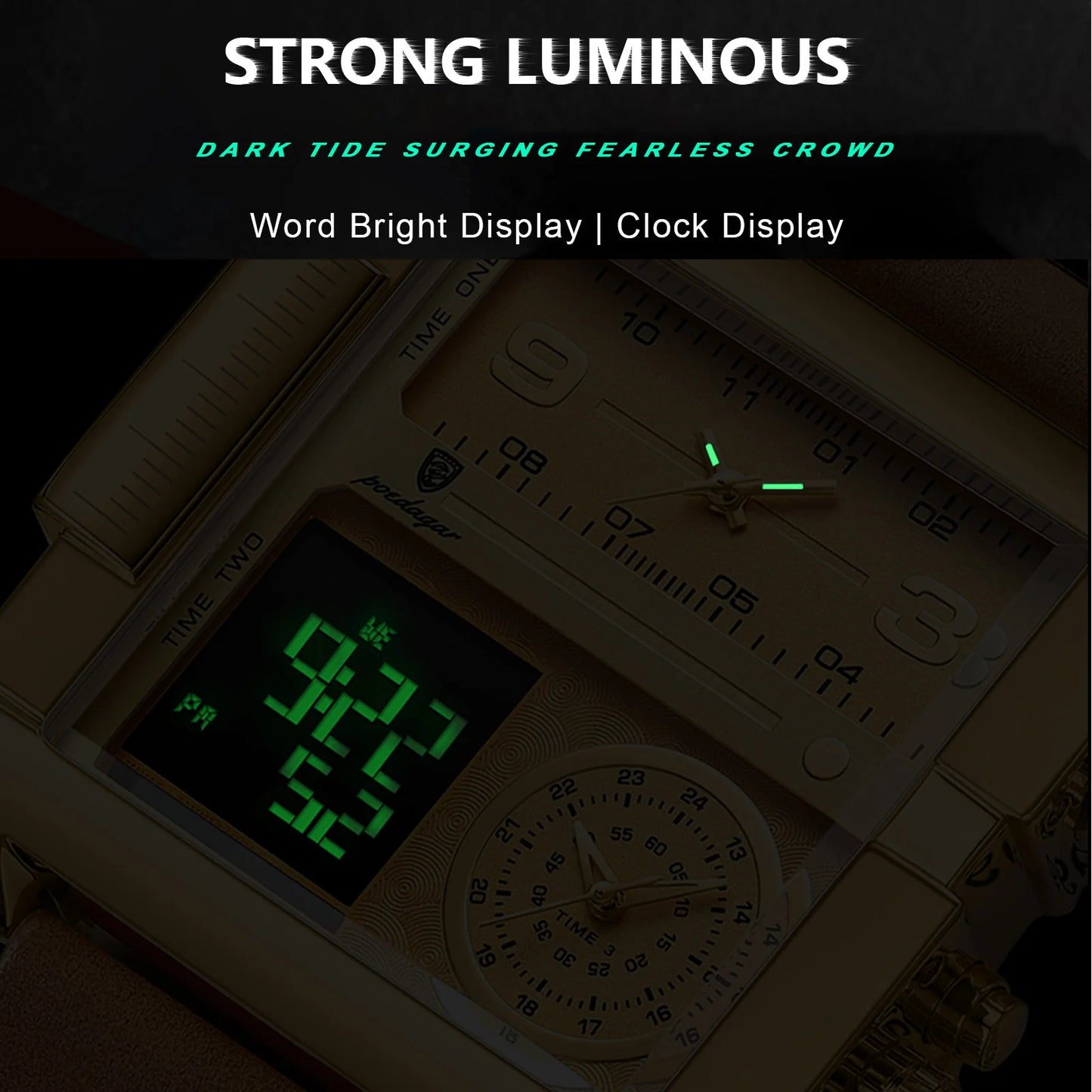 Digital Multifunction Rectangle Men's Watch