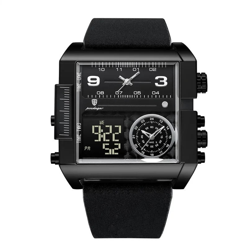 Digital Multifunction Rectangle Men's Watch