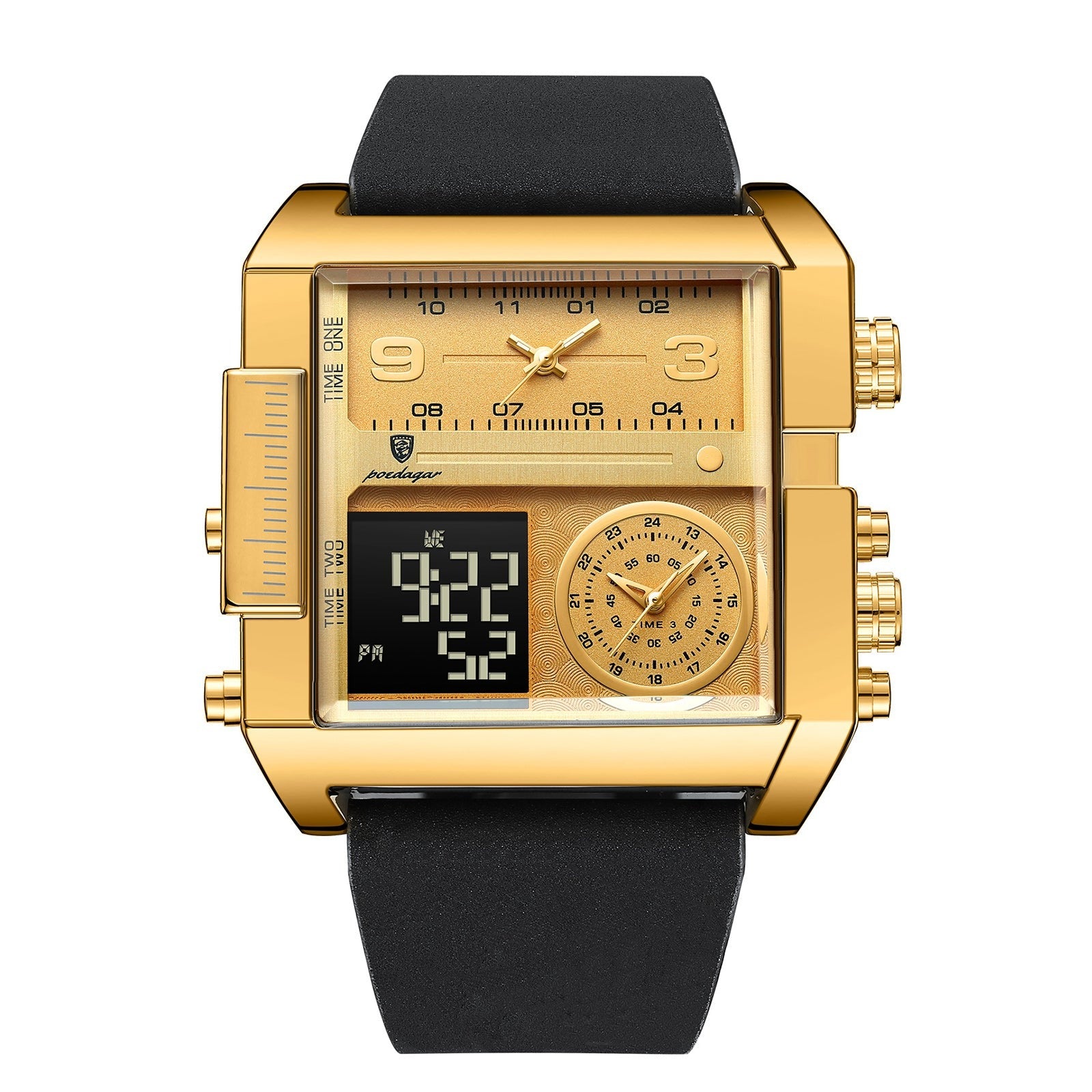 Digital Multifunction Rectangle Men's Watch