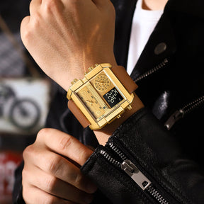 Digital Multifunction Rectangle Men's Watch